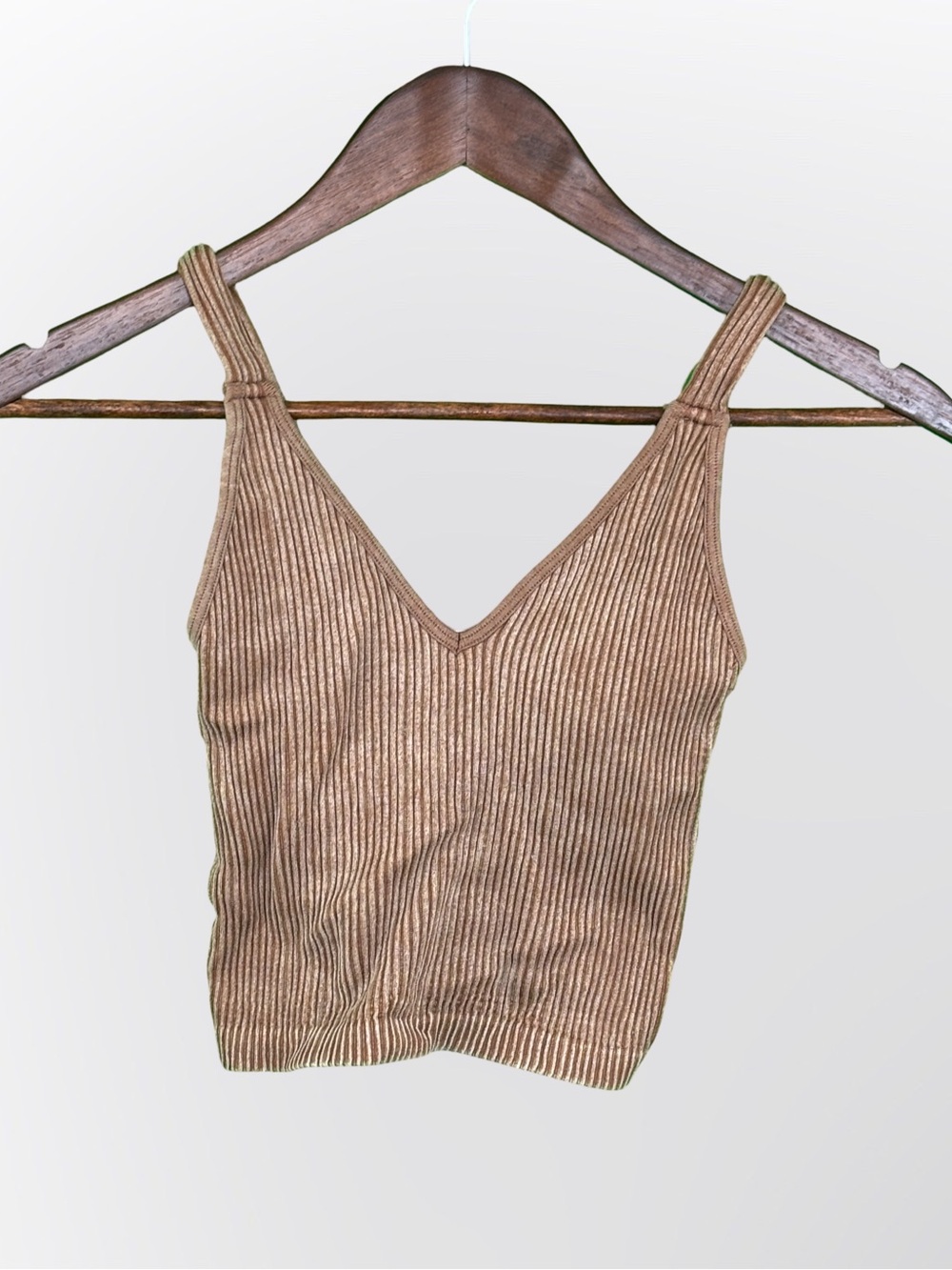 Wishlist Ribbed V-Neck Tank Top - Tan